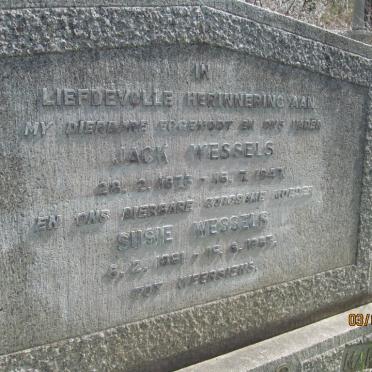WESSELS Jack 1873-1947 &amp; Susie 1881-1963