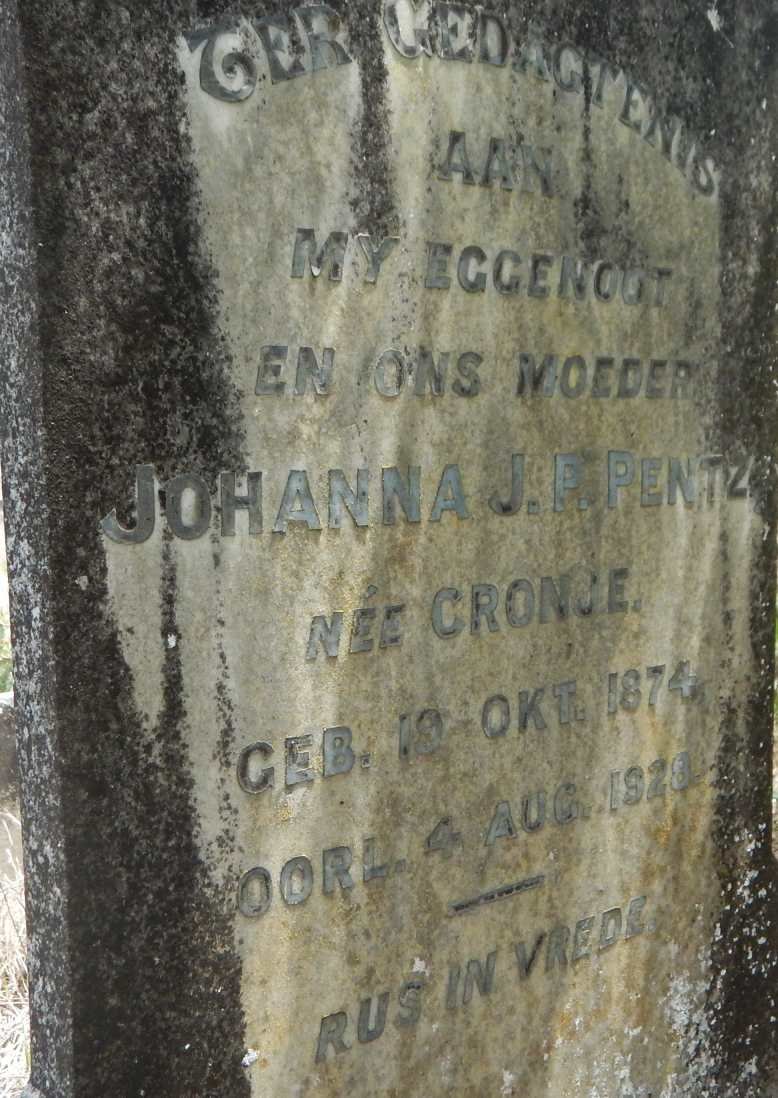 PENTZ Johanna J.P. nee CRONJE 1874-1928