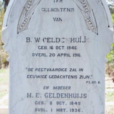 GELDENHUIJS B.W. 1846-1916 &amp; M.E. 1845-1936