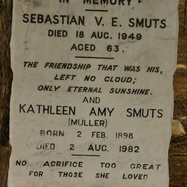 SMUTS Sebastiaan V.E. -1949 &amp; Kathleen Amy MÜLLER 1898-1982