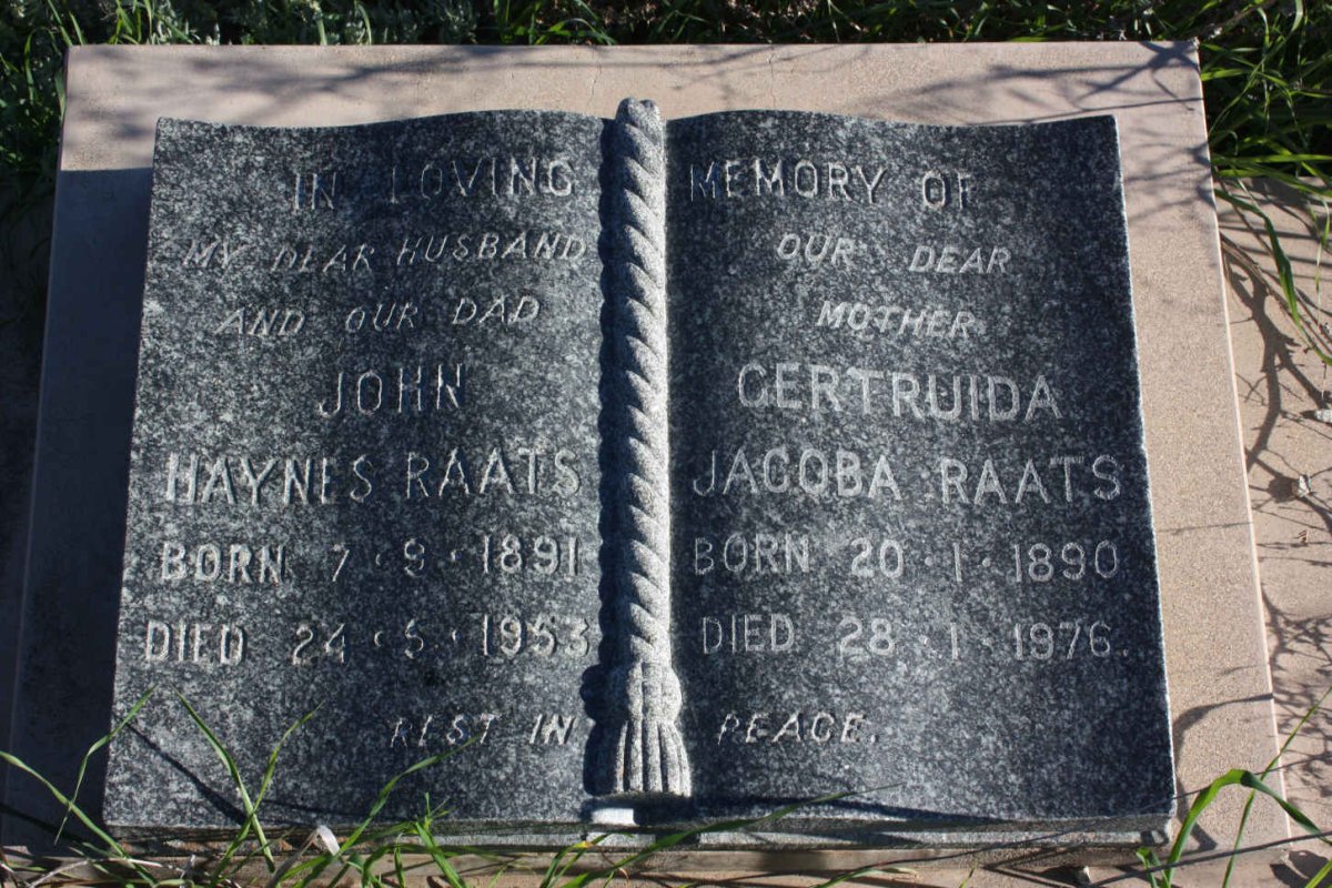 RAATS John Haynes 1891-1953 & Getruida Jacoba 1890-1976