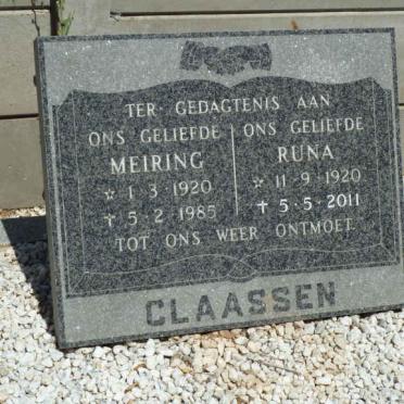 CLAASSEN Meiring 1920-1985 &amp; Runa 1920-2011