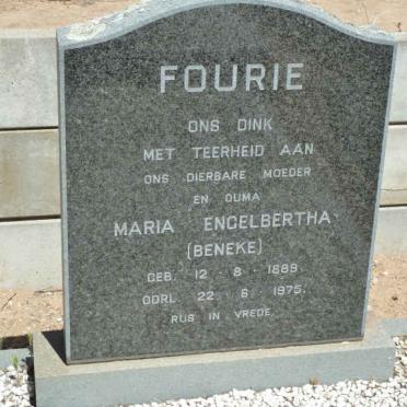 FOURIE Maria Engelbertha nee BENEKE 1889-1975