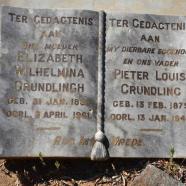 GRUNDLING Pieter Louis 1879-1940 &amp; Elizabeth Wilhelmina 1880-1961