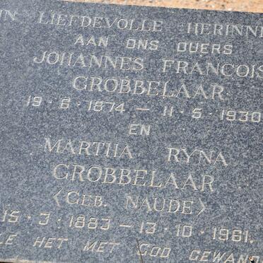 GROBBELAAR Johannes Francois 1874-1930 &amp; Martha Ryna NAUDE 1883-1961