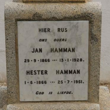 HAMMAN Jan 1866-1928 &amp; Hester 1866-1951