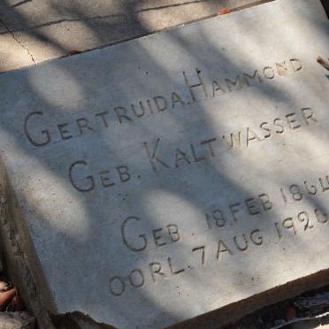 HAMMOND Gertruida nee KALTWASSER 1864-1926