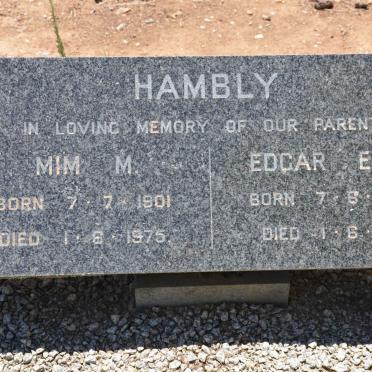 HAMBLY Edgar E.L. 1888-1961 &amp; Mim M. 1901-1975