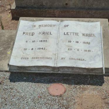KRIEL Fred 1895-1942 &amp; Lettie 1902-1941