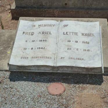 KRIEL Fred 1895-1942 &amp; Lettie 1902-1941