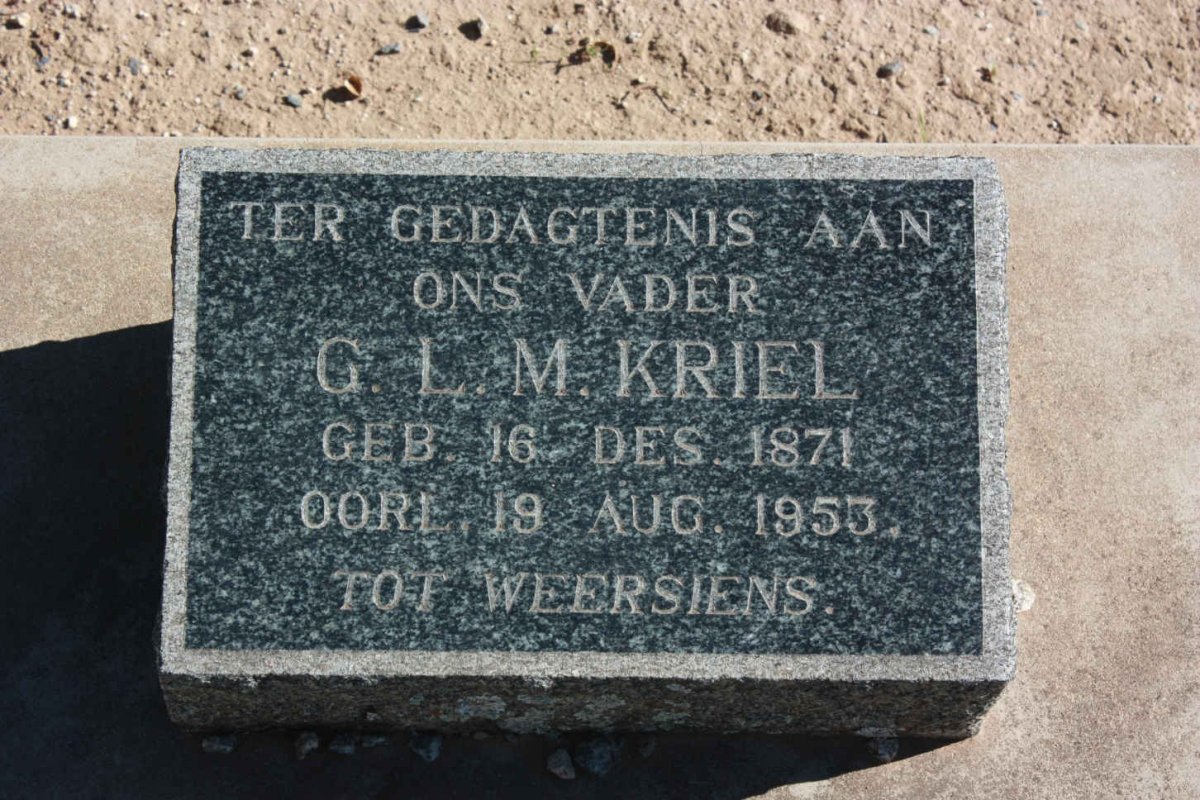 KRIEL G.L.M. 1871-1953