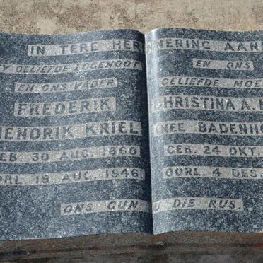 KRIEL Frederik Hendrik 1860-1946 &amp; Christina A. BADENHORST 1869-1948