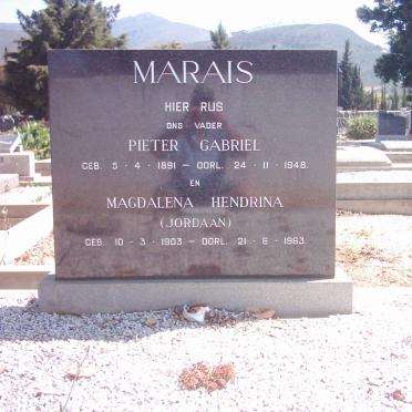 MARAIS Pieter Gabriel 1891-1948 &amp; Magdalena Hendrina JORDAAN 1903-1963