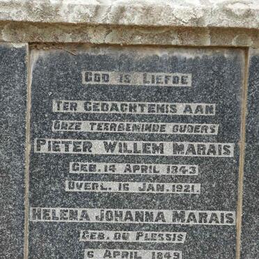 MARAIS Pieter Willem 1843-1921 &amp; Helena Johanna DU PLESSIS 1849-1934