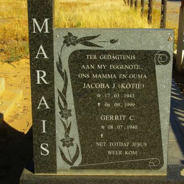 MARAIS Gerrit C. 1940- &amp; Jacoba J. 1943-1999