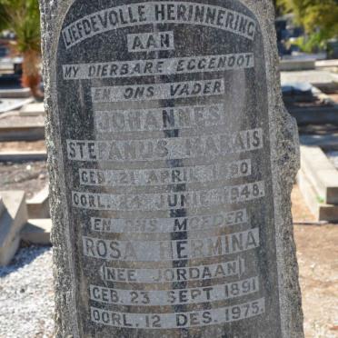 MARAIS Johannes Stefanus 1890-1948 &amp; Rosa Hermina JORDAAN 1891-1975