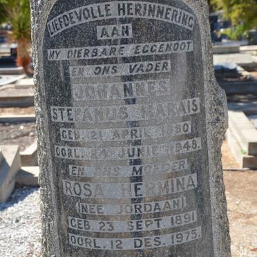 MARAIS Johannes Stefanus 1890-1948 &amp; Rosa Hermina JORDAAN 1891-1975