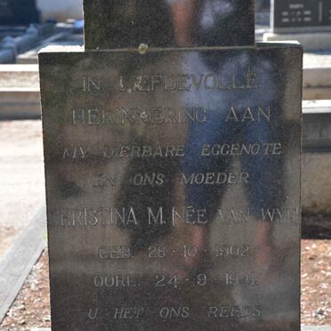 MEYER Christina M. nee VAN WYK 1902-1941