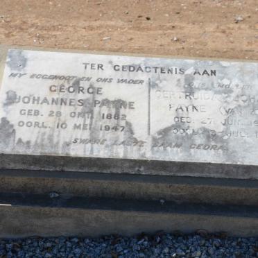 PAYNE George Johannes 1882-1947 &amp; Gertruida Johanna VAN ZYL 18?3-1977