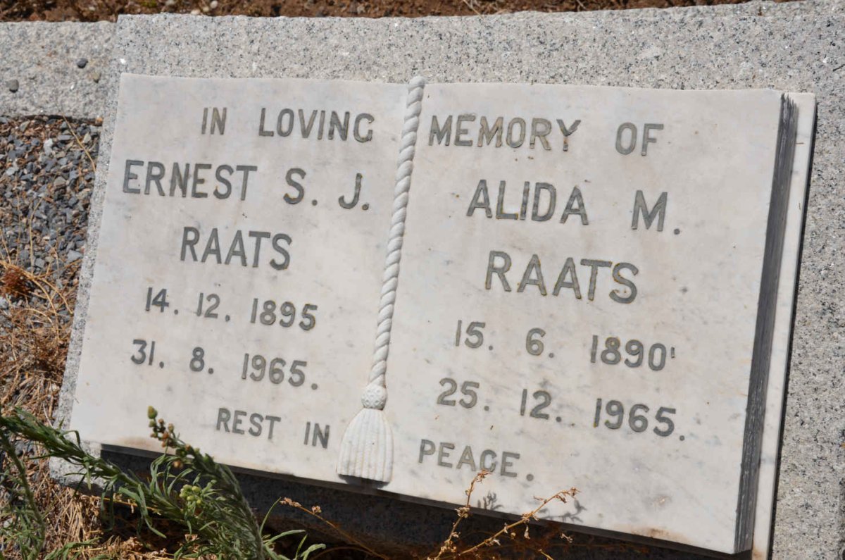RAATS Ernest S.J. 1895-1965 &amp; Alida M. 1890-1965