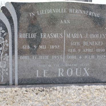 ROUX Roelof Erasmus, le 1892-1953 &amp; Maria J. BENEKE 1890-1972
