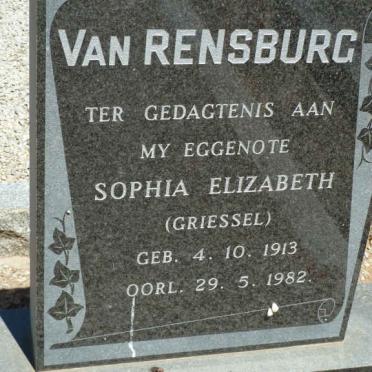 RENSBURG Sophia Elizabeth, van nee GRIESSEL 1913-1982