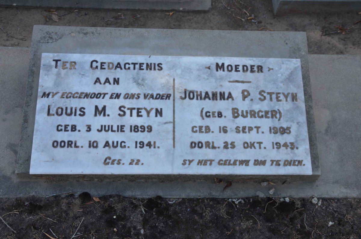 STEYN Louis M. 1899-1941 &amp; Johanna P. BURGER 1905-1943
