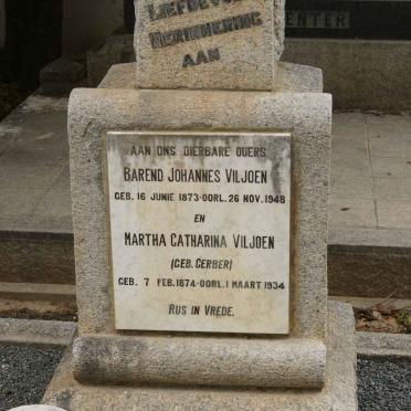 VILJOEN Barend Johannes 1873-1948 &amp; Martha Catharina GERBER 1874-1934 
