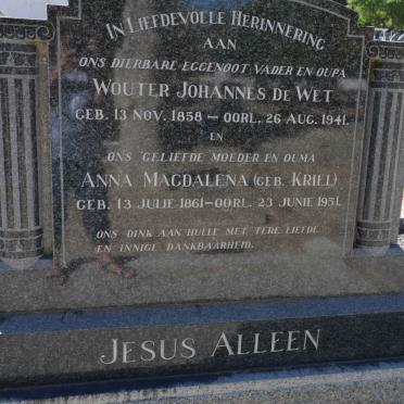 WET Wouter Johannes, de 1858-1941 &amp; Anna Magdalena KRIEL 1861-1951