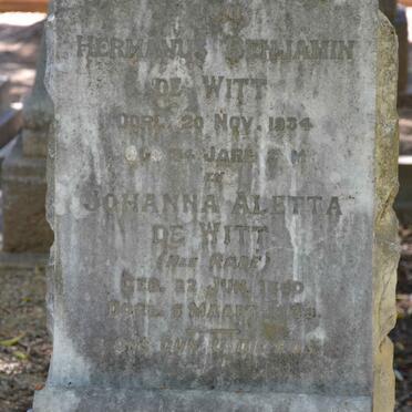 WITT Hermanus Benjamin, de -1934 &amp; Johanna Aletta RABE 1860-1939