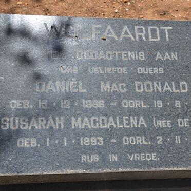 WOLFAARDT Daniël Mac Donald 1886-1950 &amp; Susarah Magdalena DE KOCK 1893-1963