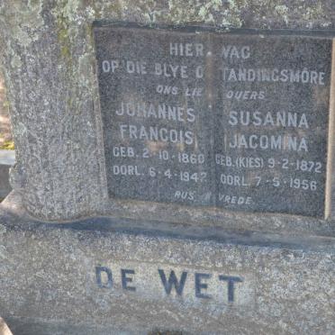 WET Johannes Francois, de 1860-1942 &amp; Susanna Jacomina KIES 1872-1956
