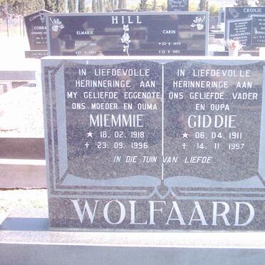 WOLFAARD Giddie 1911-1997 &amp; Miemmie 1918-1996