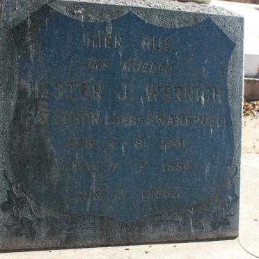 WERNICH Hester J. PATERSON nee SWANEPOEL 1901-1954