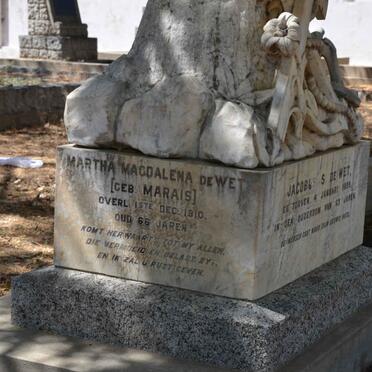 WET Jacobus S., de -1899 &amp; Martha Magdalena MARAIS -1910