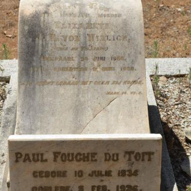 WILLIGH Elizabeth J.H., von nee DE VILLLIERS 1860-1908 :: DU TOIT Paul Fouche 1934-1936