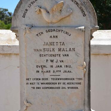 ZYL Janetta Van Sulk, van nee MALAN -1912
