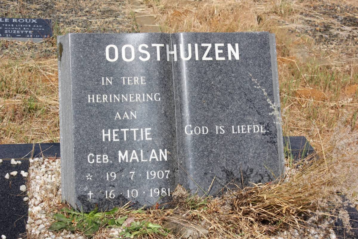 OOSTHUIZEN Hettie nee MALAN 1907-1981