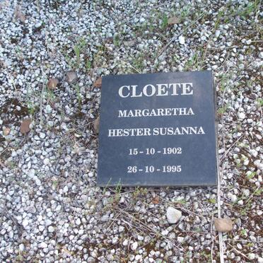 CLOETE Margaretha Hester Susanna 1902-1995