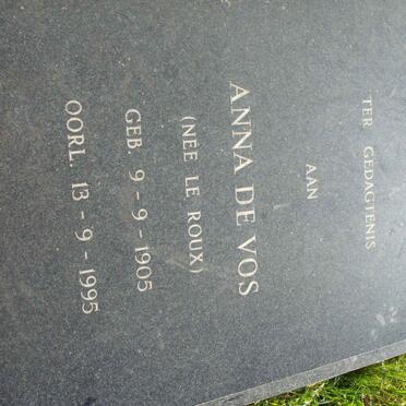 JOUBERT Anna de Vos nee LE ROUX 1905-1995