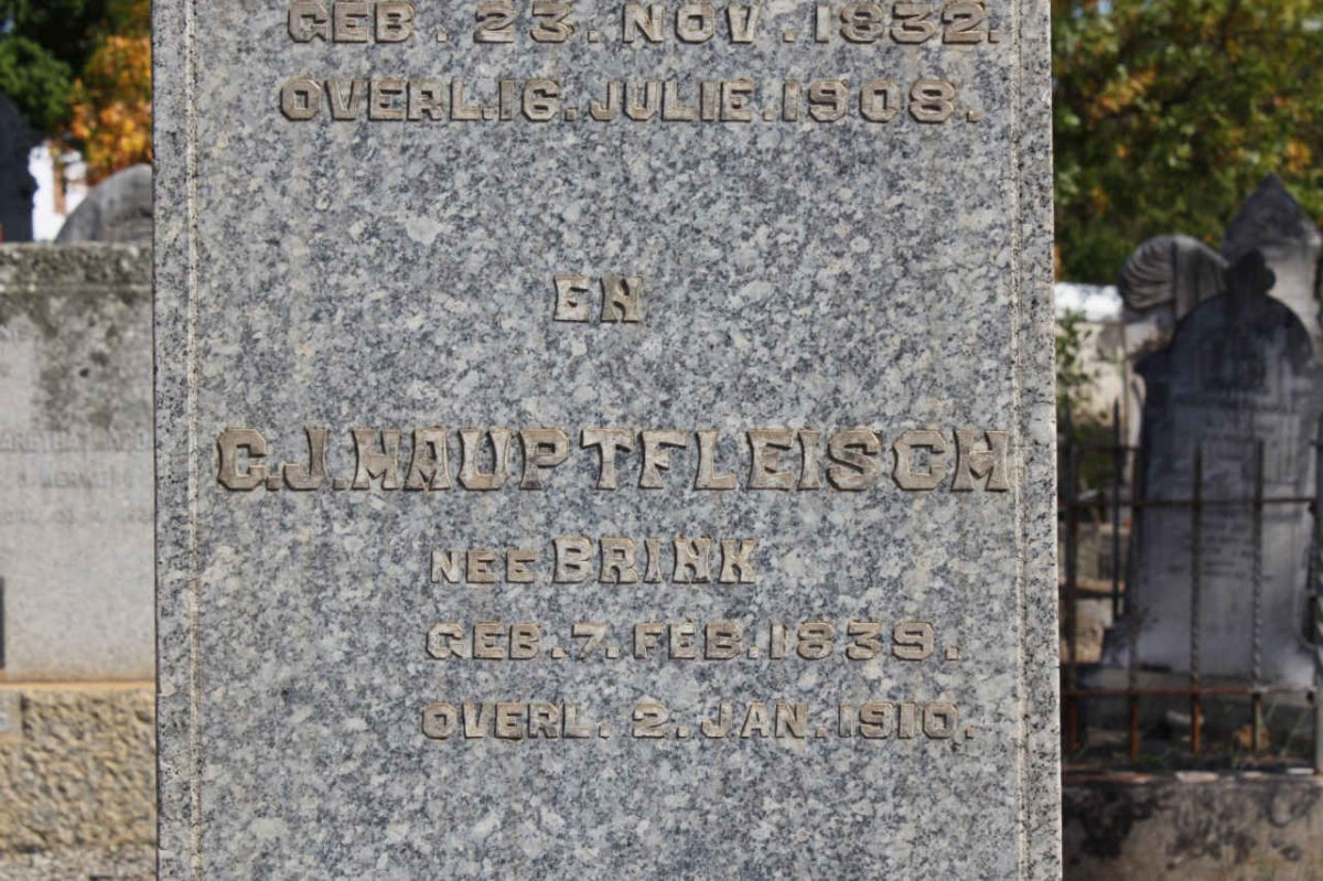 HAUPTFLEISCH C.J. nee BRINK 1839-1910