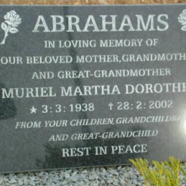 ABRAHAMS Muriel Martha Dorothea 1938-2002