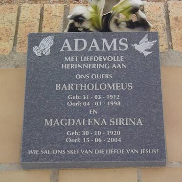 ADAMS Bartholomeus 1912-1998 &amp; Magdalena Sirina 1920-2004