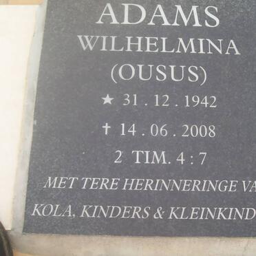 ADAMS Wilhelmina 1942-2008