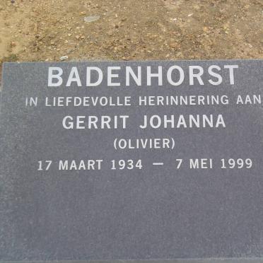 BADENHORST Gerrit Johanna nee OLIVIER 1934-1999