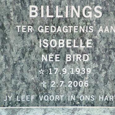 BILLINGS Isobelle nee BIRD 1939-2006