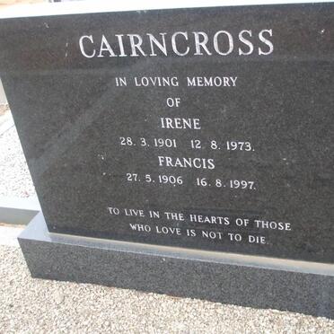 CAIRNCROSS Francis 1906-1997 &amp; Irene 1901-1973