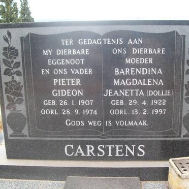 CARSTENS Pieter Gideon 1907-1974 &amp; Barendina Magdalena Jeanetta 1922-1997