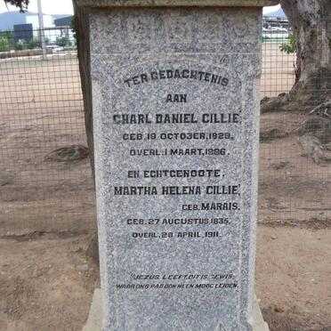 CILLIE Charl Daniel 1829-1886 &amp; Martha Helena MARAIS 1835-1911