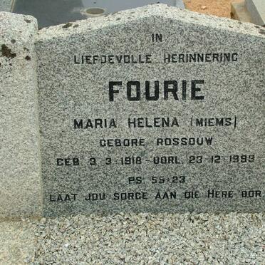 FOURIE Maria Helena nee ROSSOUW 1918-1999
